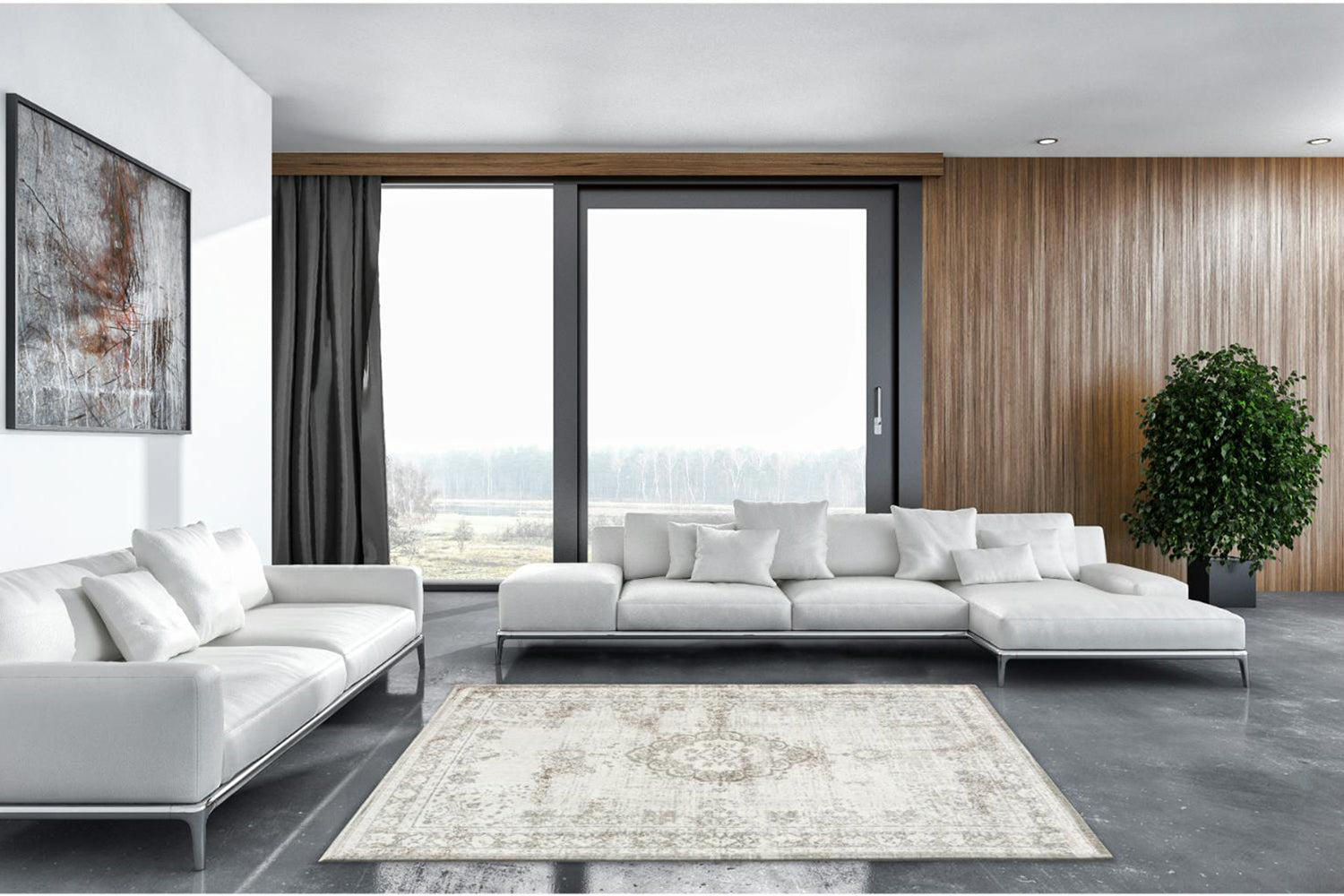 Louis De Poortere | Medallion Eco Rug | Mineral Black | 200 x 280 cm-20