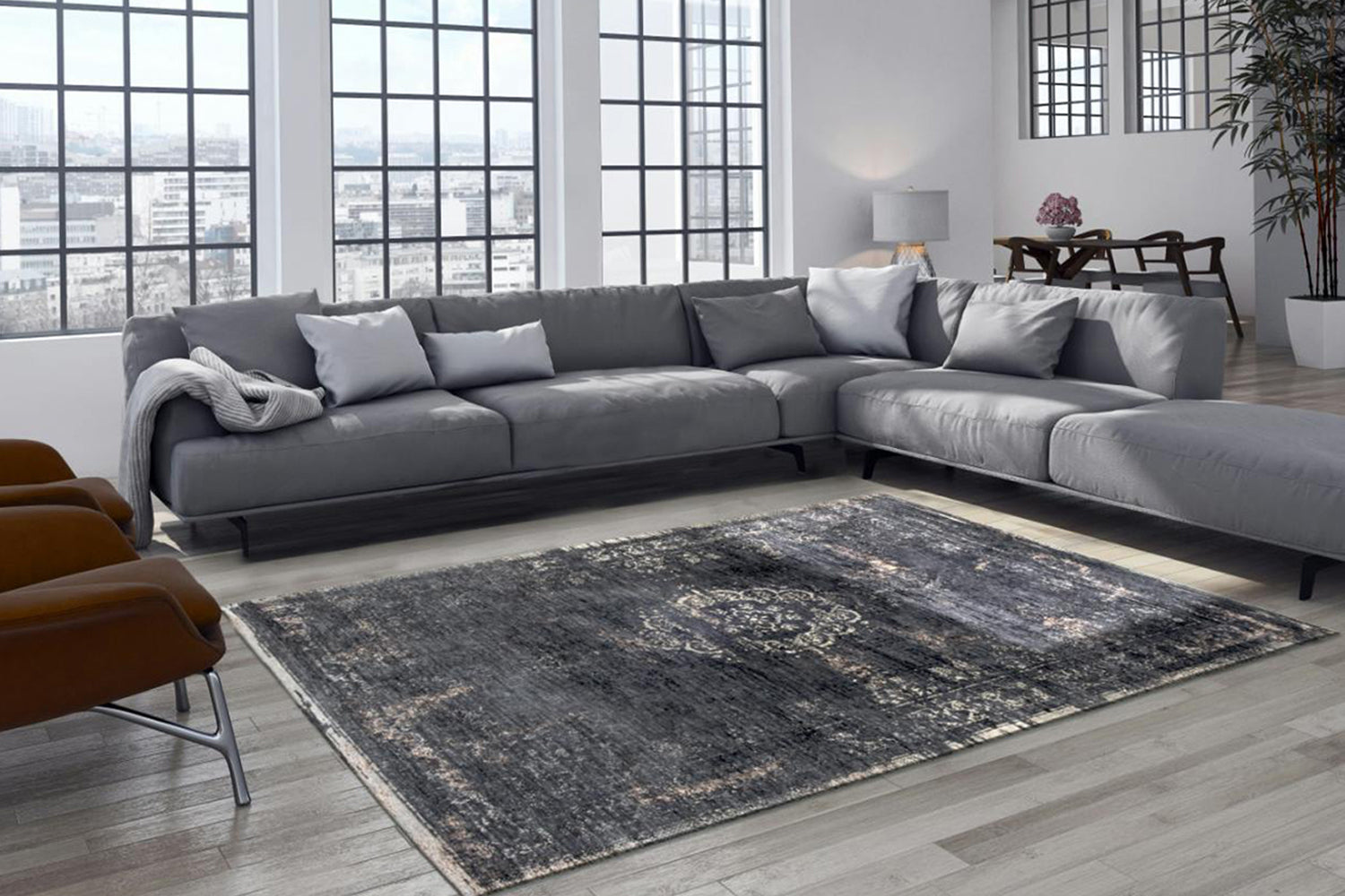 Louis De Poortere | Medallion Eco Rug | Mineral Black | 200 x 280 cm-2
