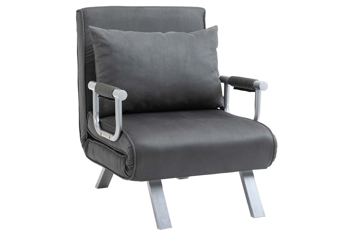 Homcom Suede 5-Position Single Sofa Bed | Grey