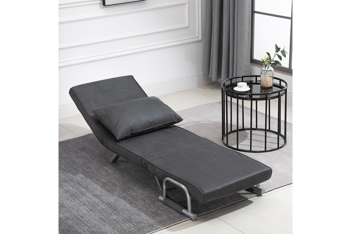 Homcom Suede 5-Position Single Sofa Bed | Grey-2