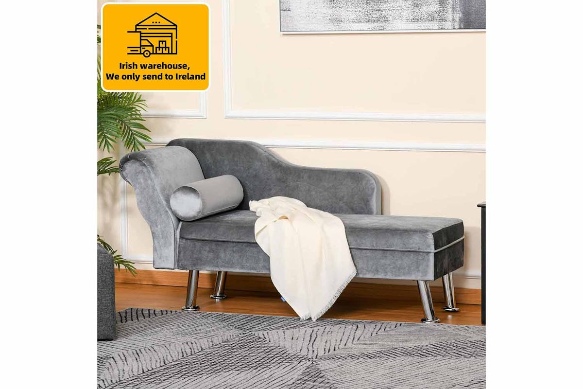 Homcom Chaise Longue Sofa | Cloth and Metal | Grey-2