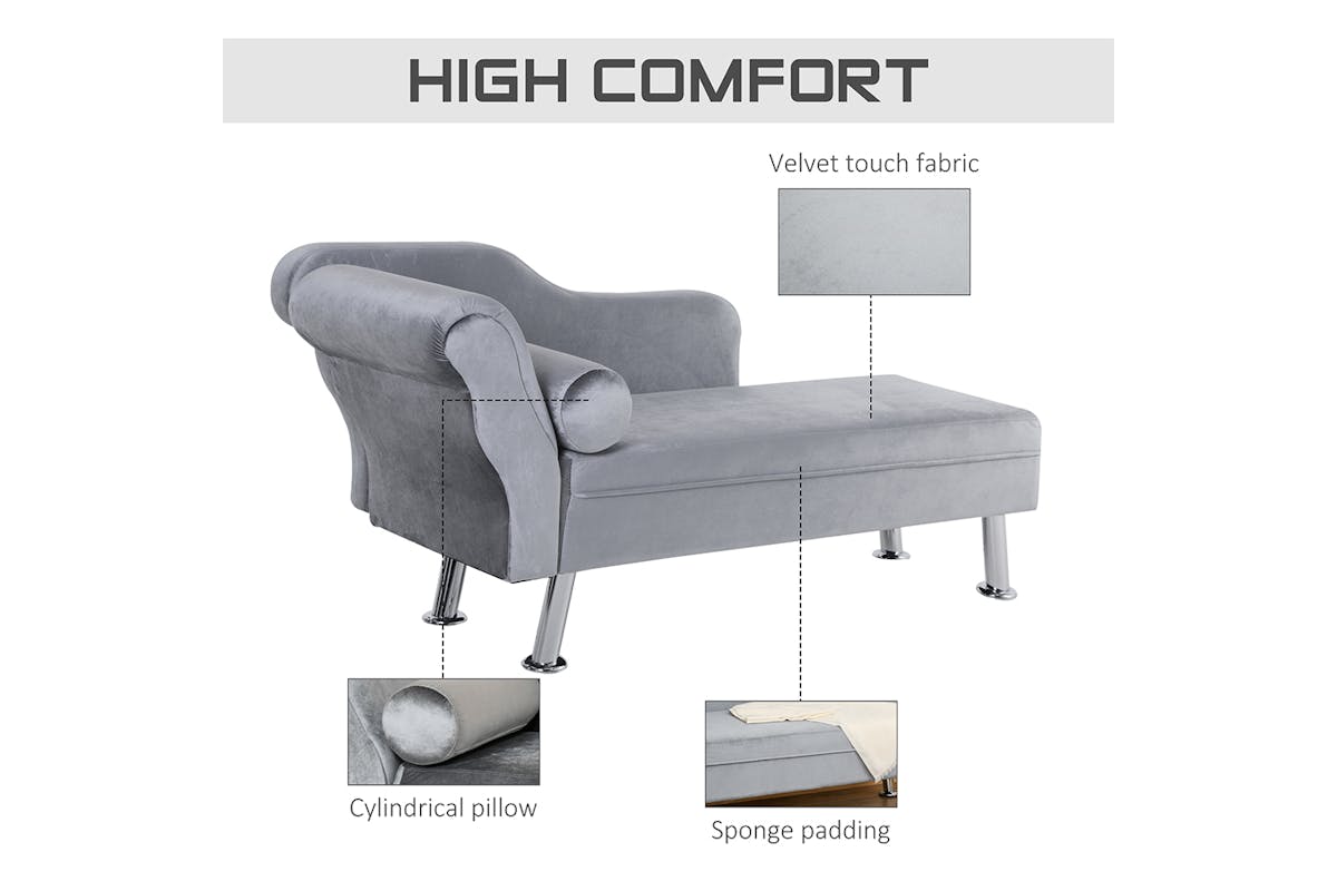 Homcom Chaise Longue Sofa | Cloth and Metal | Grey-3