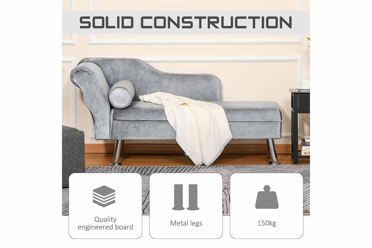 Homcom Chaise Longue Sofa | Cloth and Metal | Grey-4
