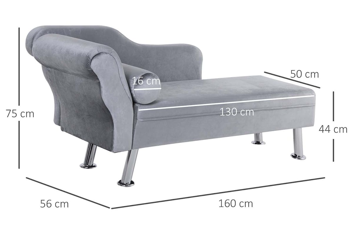 Homcom Chaise Longue Sofa | Cloth and Metal | Grey-7