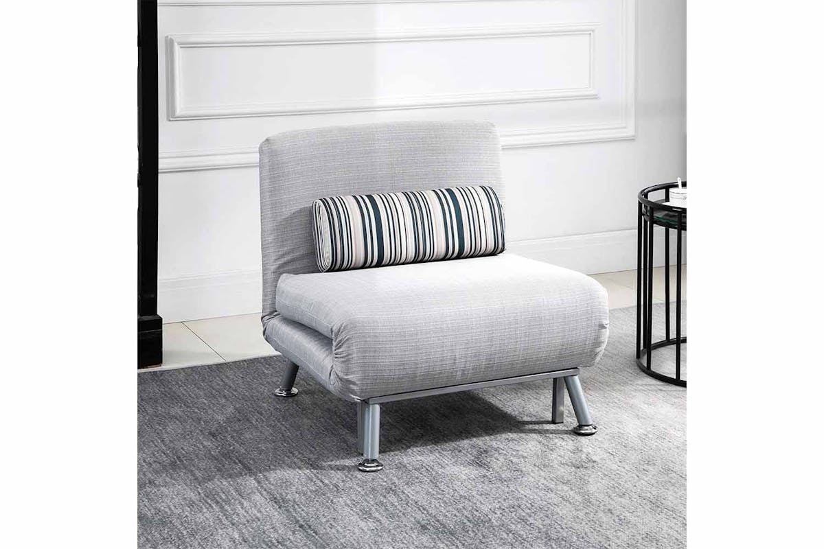 Homcom Single Sleeper Foldable Sofa Bed with Pillow | Grey-2