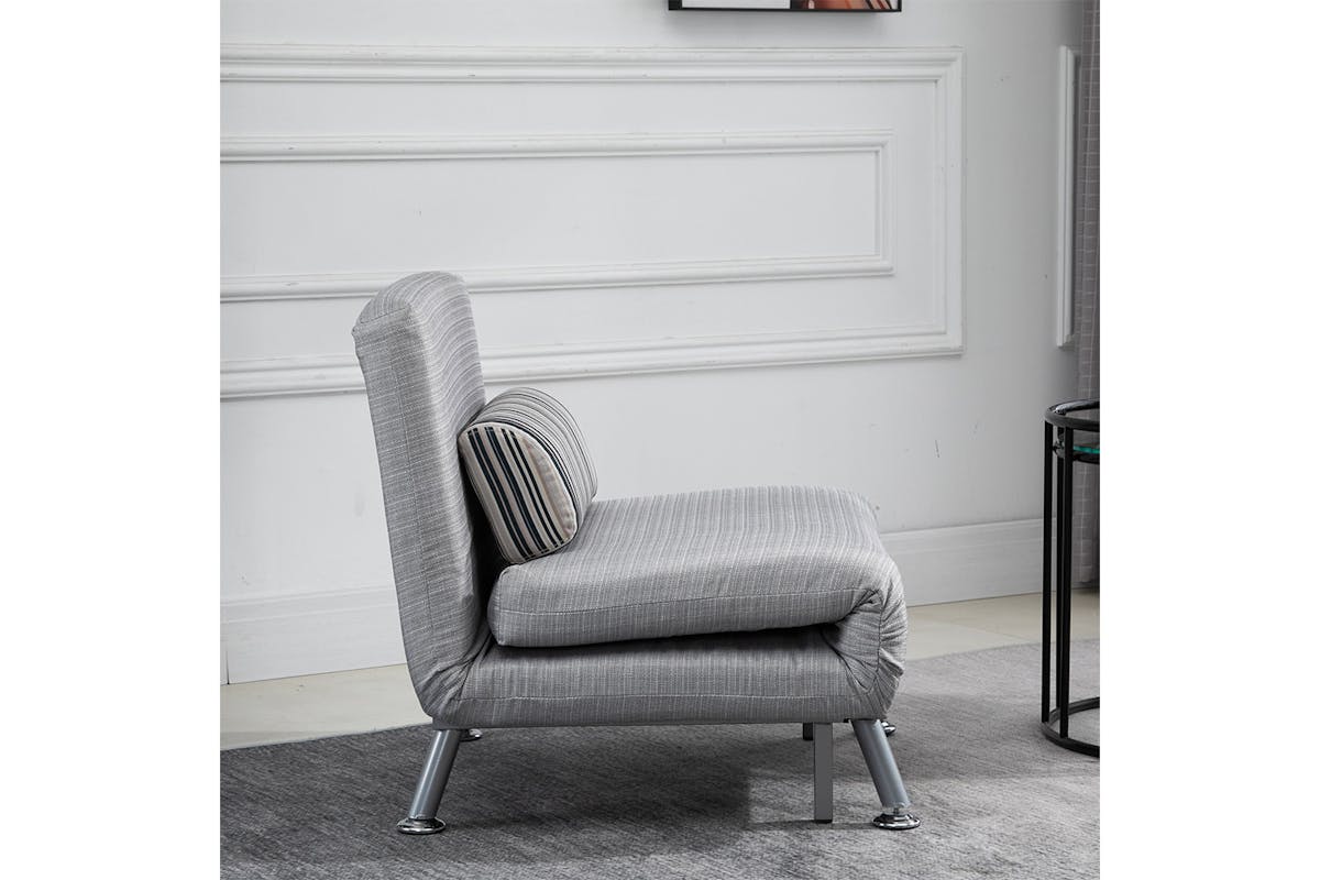 Homcom Single Sleeper Foldable Sofa Bed with Pillow | Grey-6