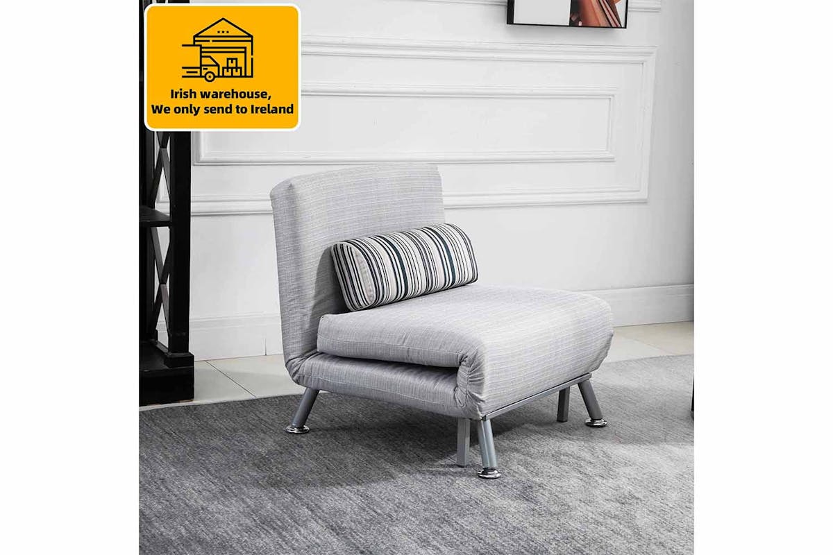 Homcom Single Futon Sofa Bed | Linen Fabric | Grey-2