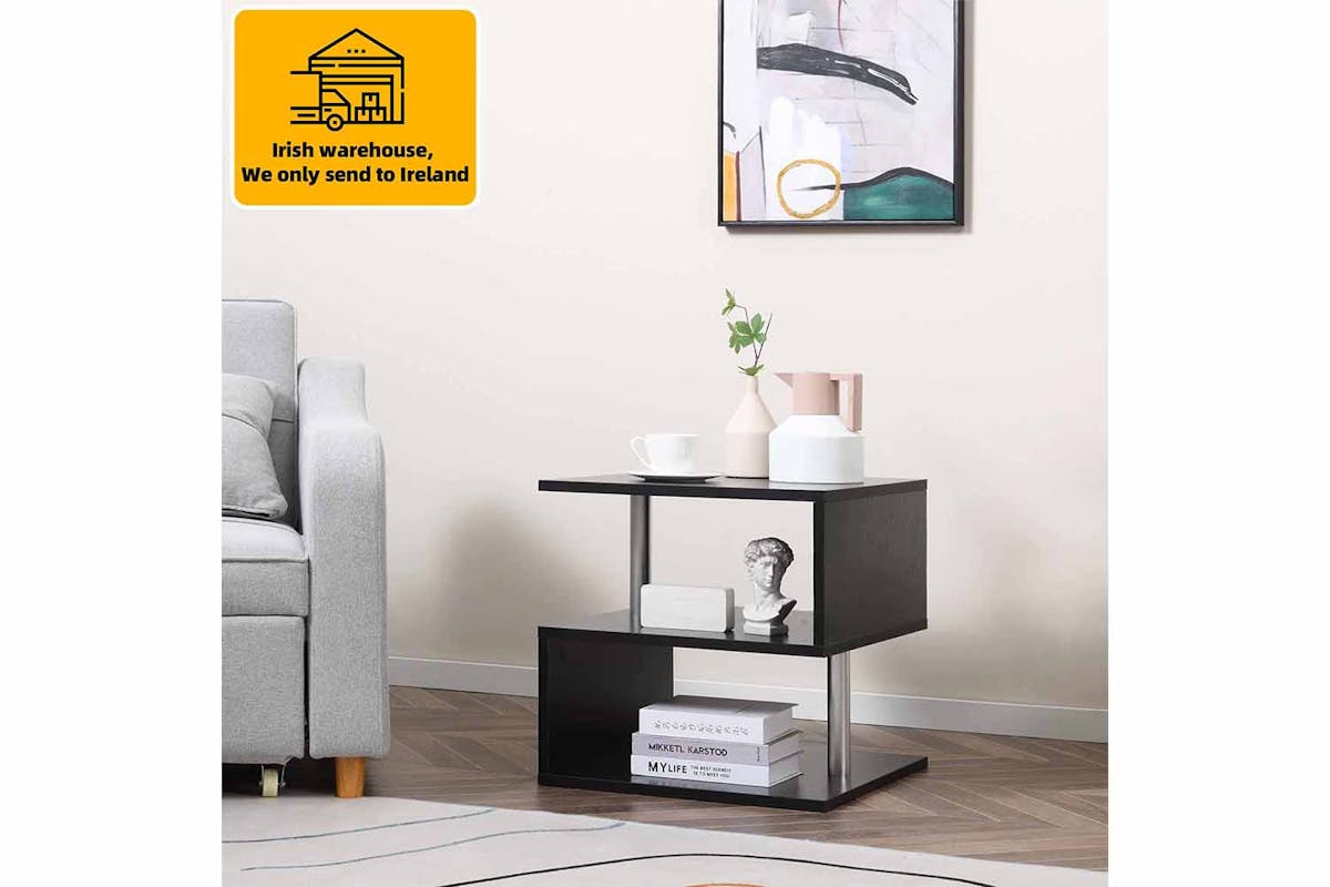 Homcom S Shaped Side Table | Black-2