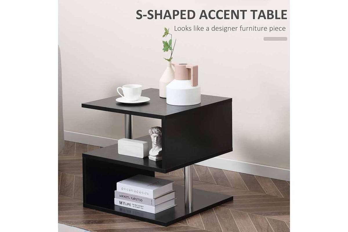 Homcom S Shaped Side Table | Black-3