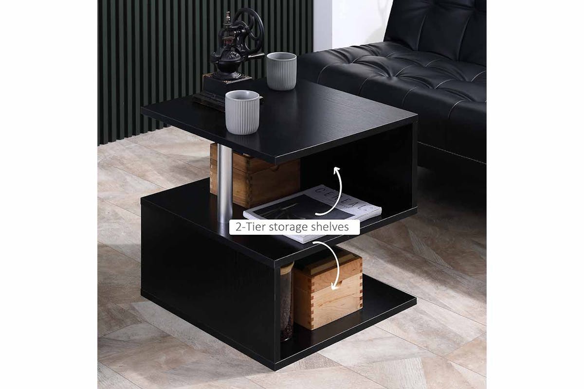 Homcom S Shaped Side Table | Black-4