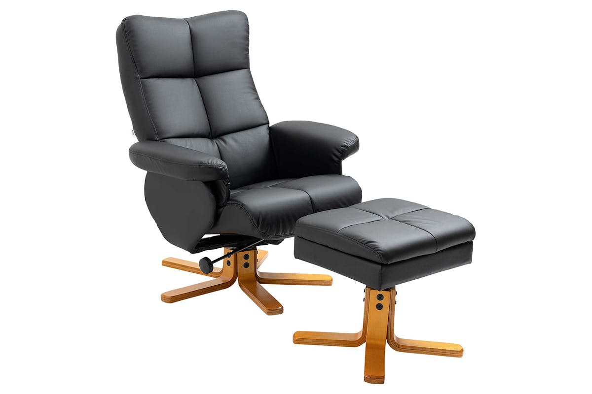 Homcom Recliner Chair with Footstool | Black