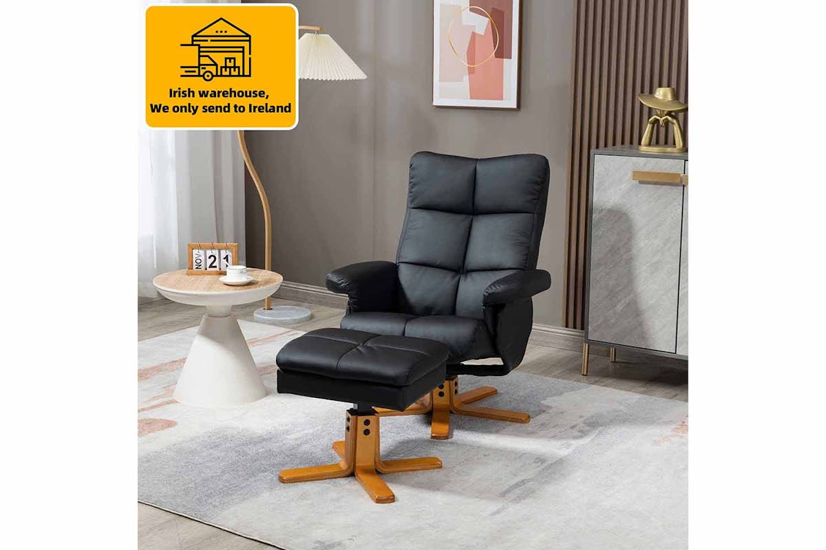 Homcom Recliner Chair with Footstool | Black-2