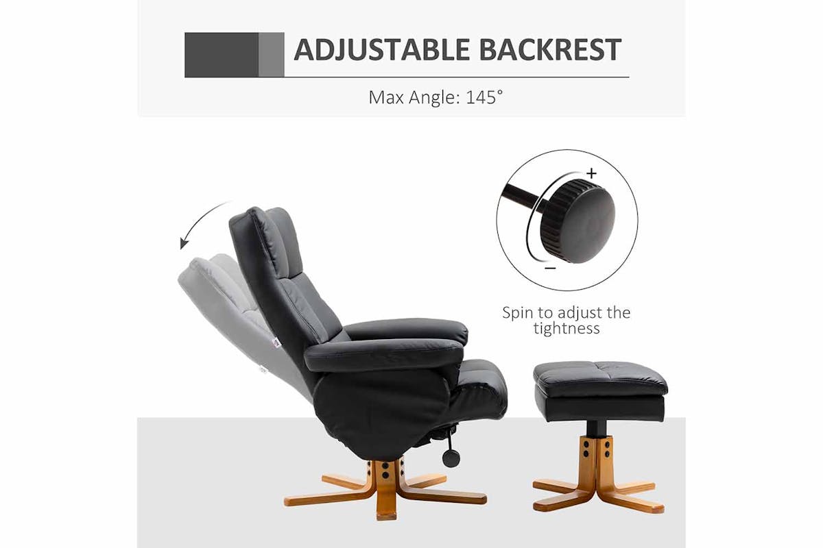 Homcom Recliner Chair with Footstool | Black-3