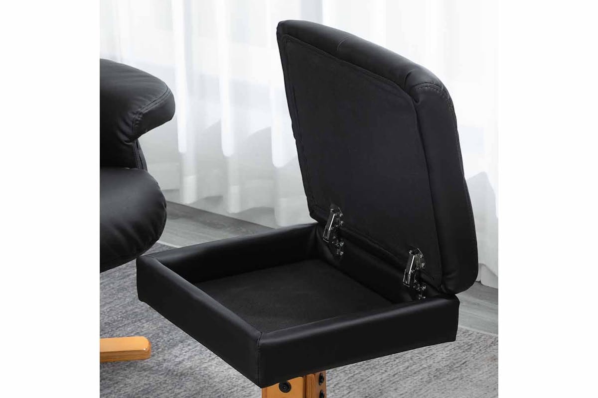 Homcom Recliner Chair with Footstool | Black-6