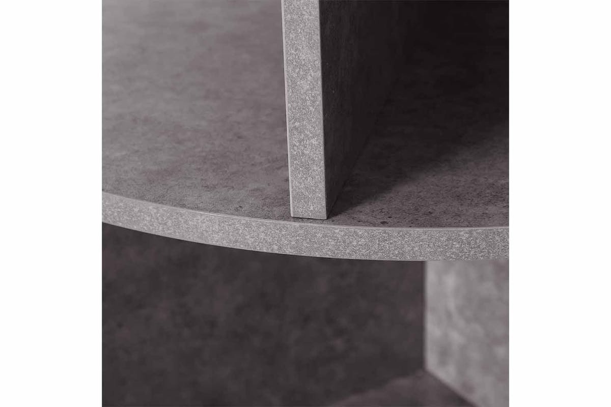 Homcom 2-Tier Round Coffee Table with Wheels & Storage | Cement-5