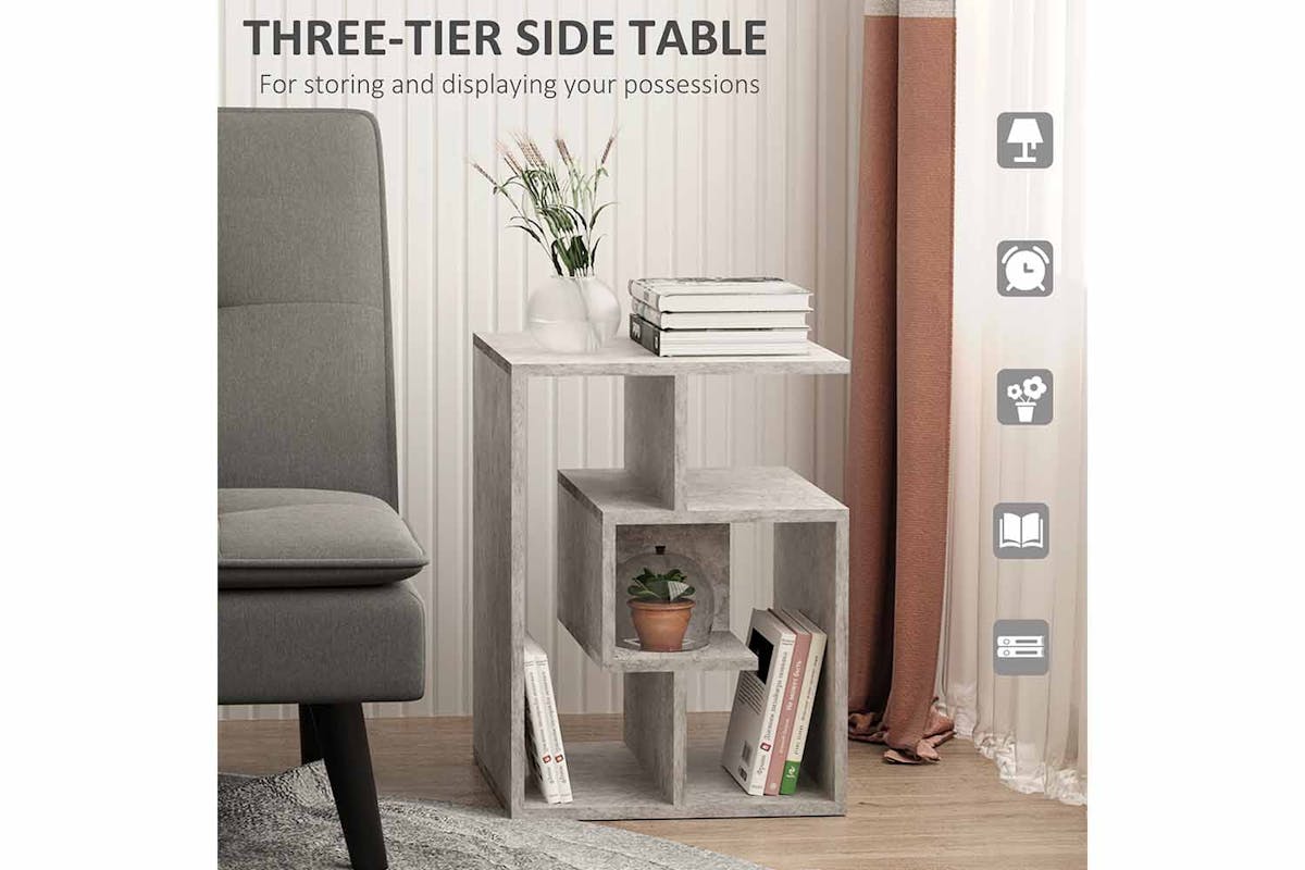 Homcom Side Tables for Bedroom | Cement colour-3