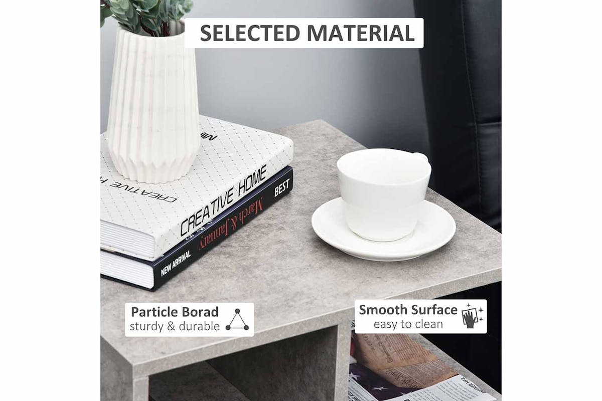 Homcom Side Tables for Bedroom | Cement colour-4