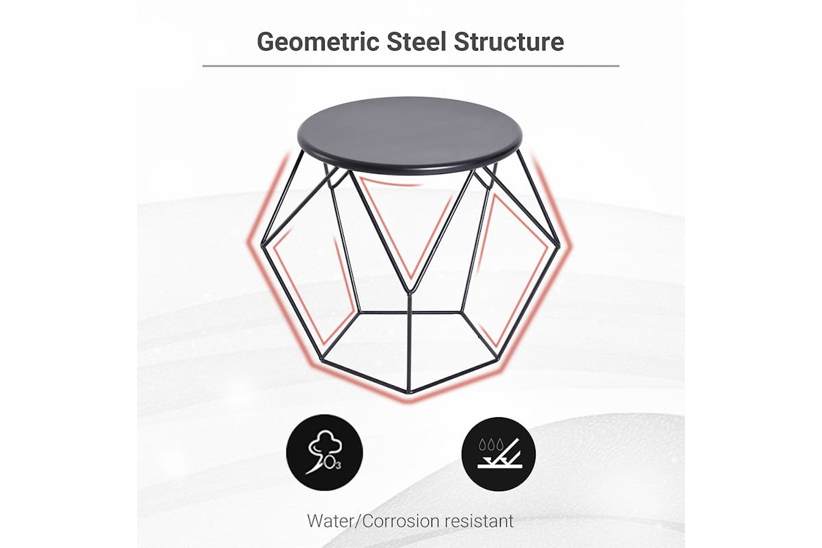 Homcom Round Coffee Table | Black-4