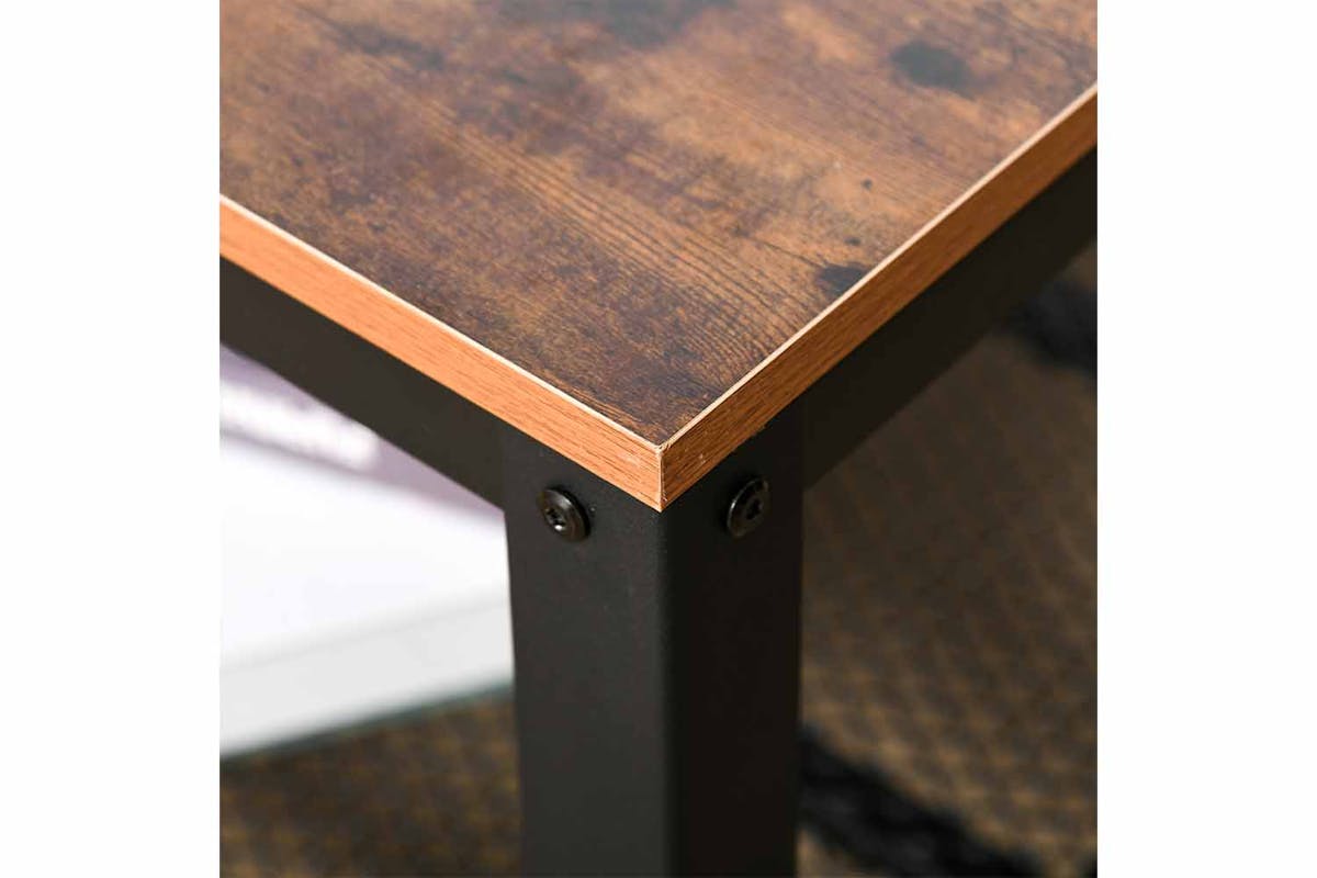 Homcom 2-Tier Wooden Coffee Table | Retro Wood/Black-6