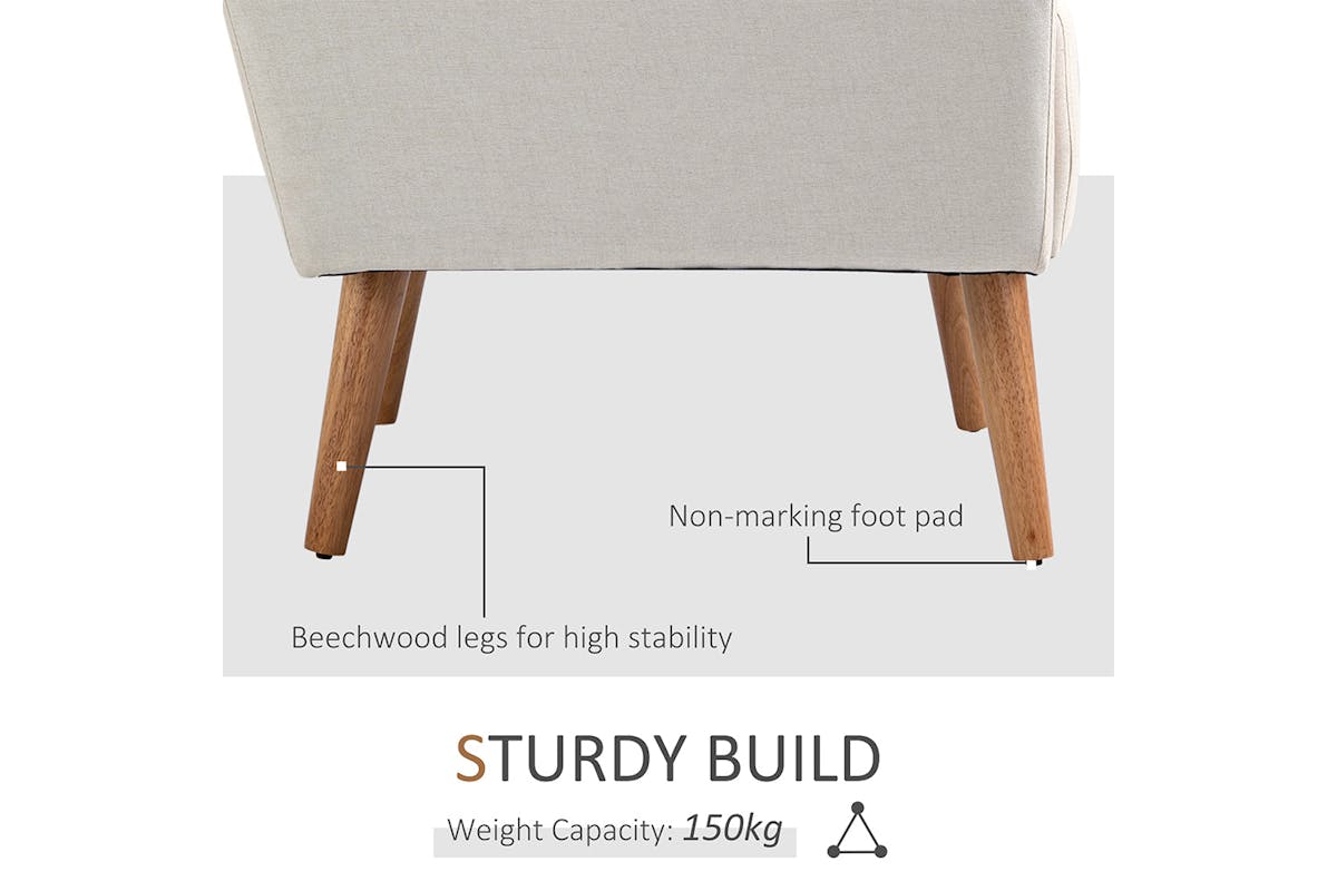 Homcom Single Seater Armchair | Cream White-4