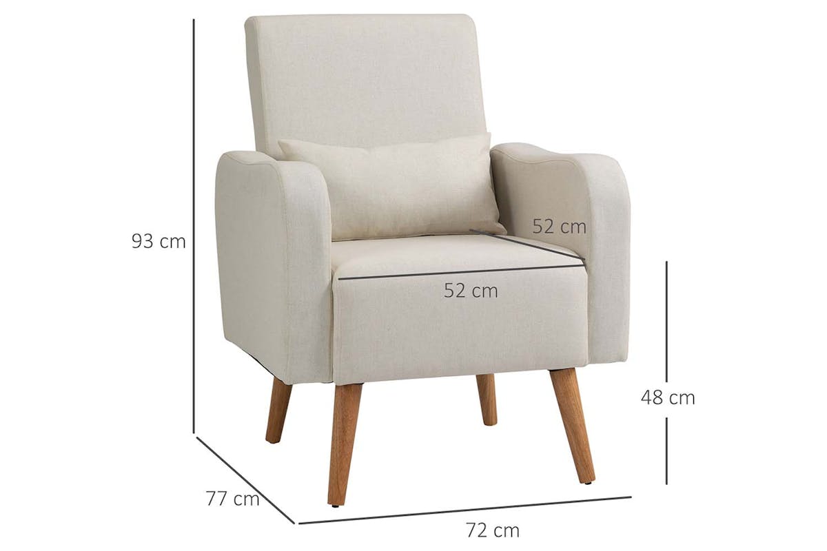 Homcom Single Seater Armchair | Cream White-5
