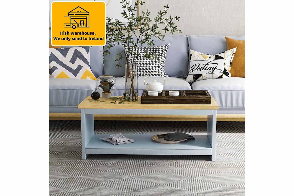 Homcom Rectangular Coffee Table | Oak/Grey-2