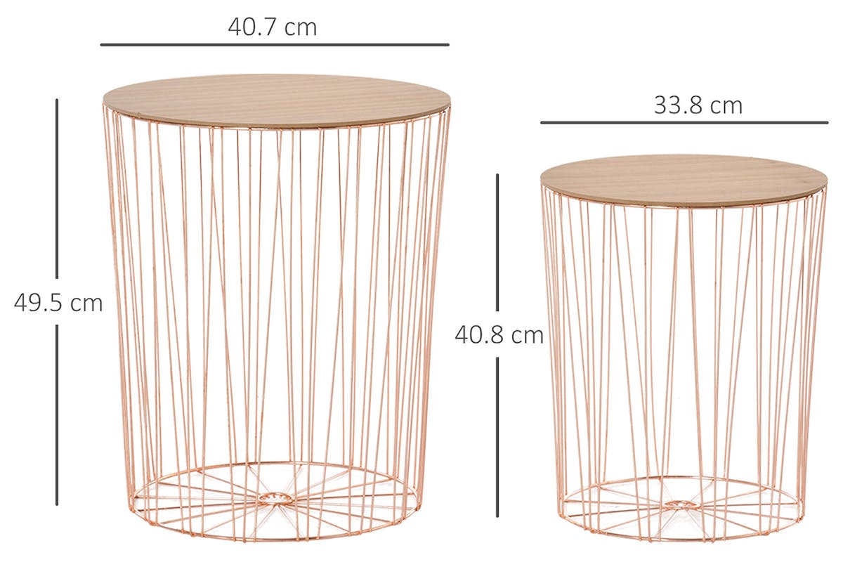Homcom Metal Base Side Table | Rose Gold/Natural-5