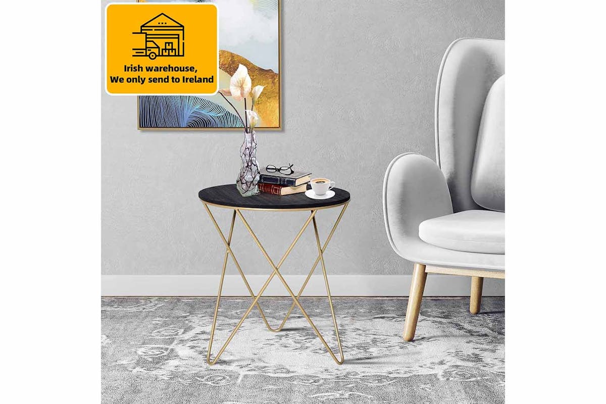 Homcom Lift-Top Side Table | Black/Gold-2