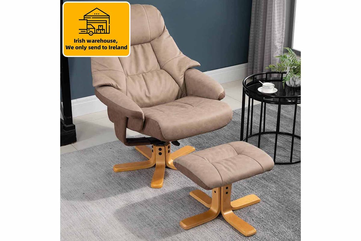 Homcom Recliner Armchair  with Footstool | Brown-2