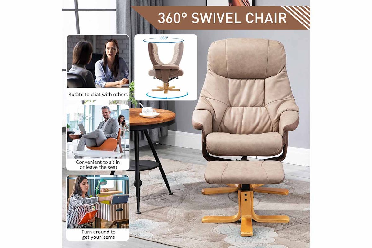 Homcom Recliner Armchair  with Footstool | Brown-3