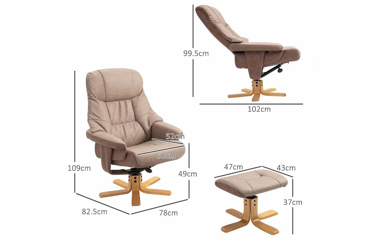 Homcom Recliner Armchair  with Footstool | Brown-5
