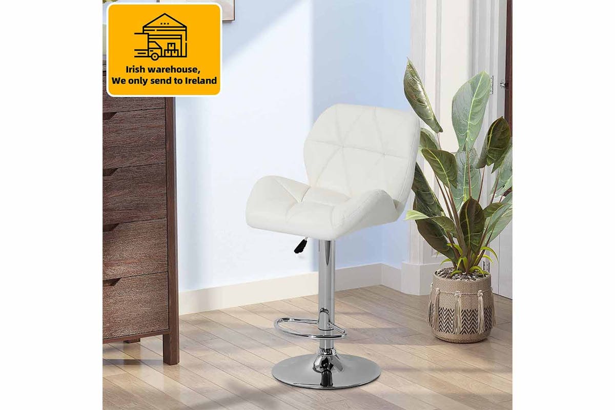 Homcom Adjustable Height Bar Stool | White-2