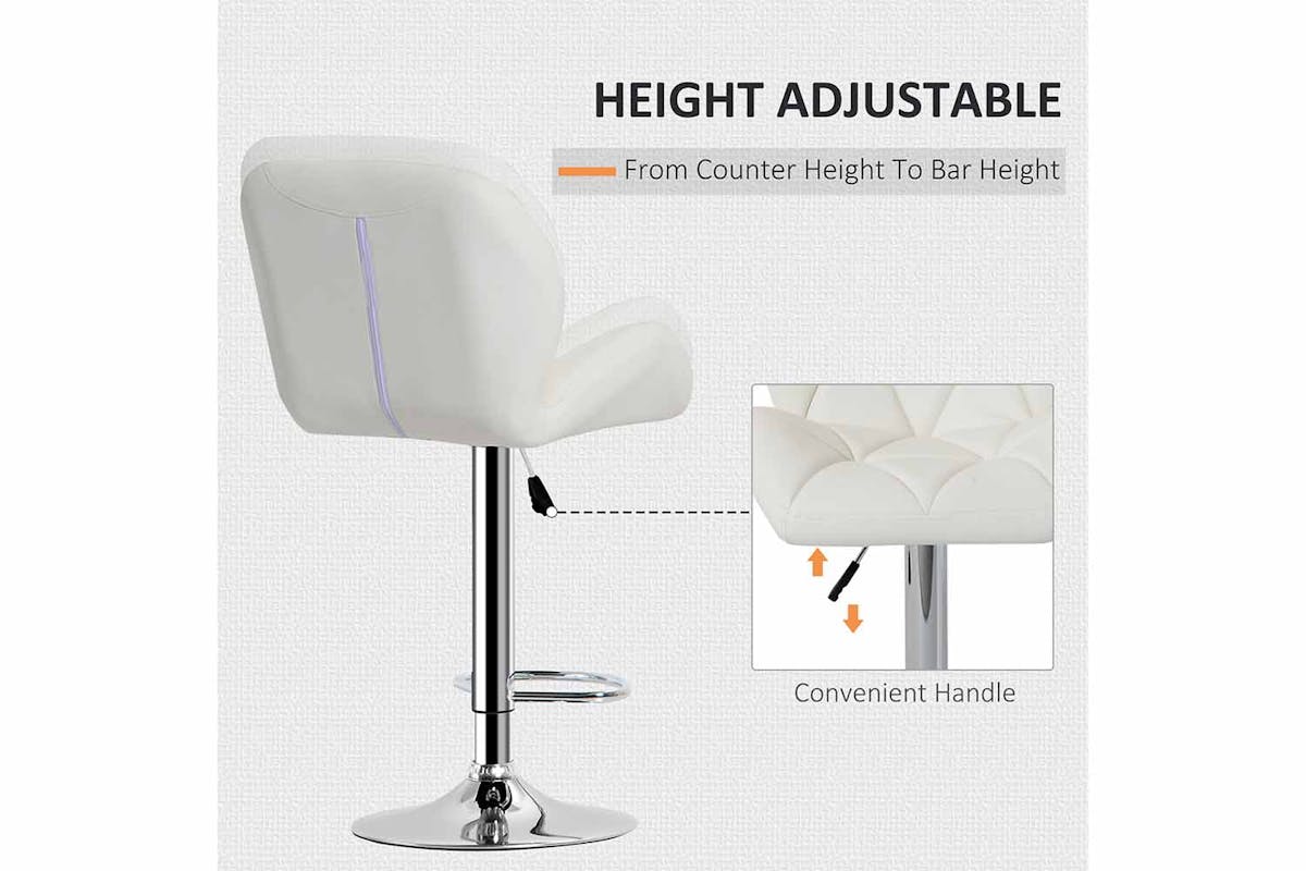 Homcom Adjustable Height Bar Stool | White-3