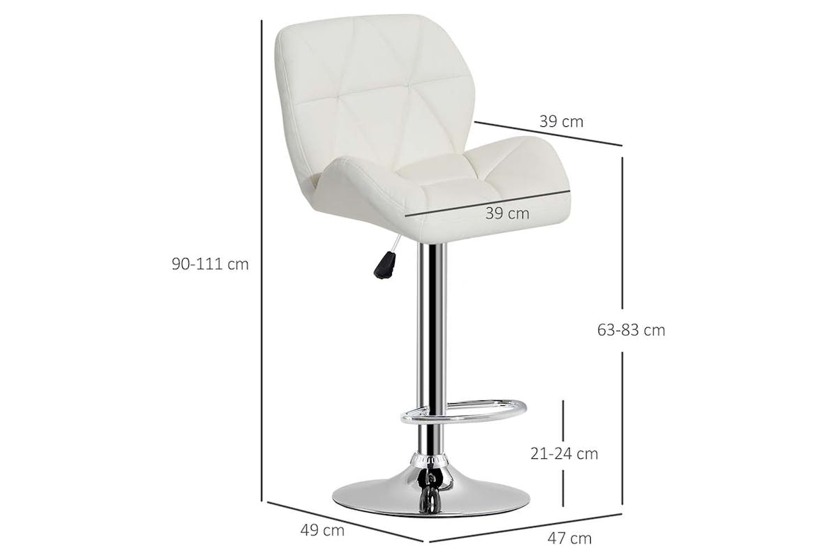 Homcom Adjustable Height Bar Stool | White-5