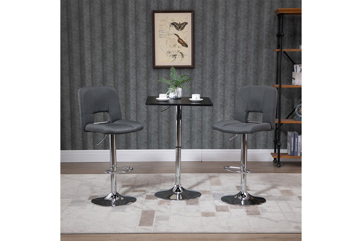 Homcom Modern Height Adjustable Bar Table with Square Tabletop | Black/Silver-2