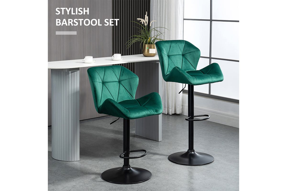 Homcom Footrest Barstool | Green-3