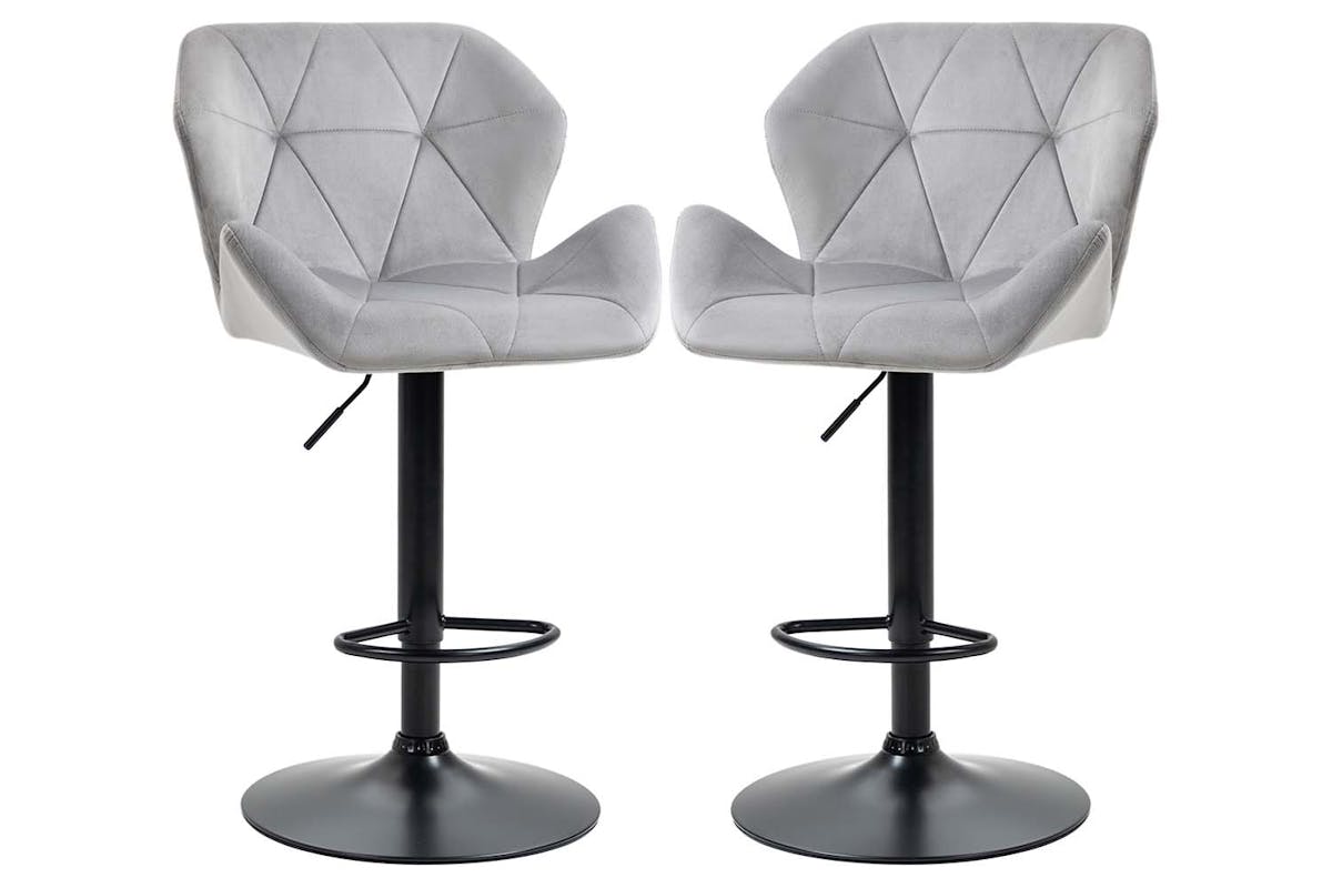Homcom Bar Stools with Metal Frame Footrest | Grey | Set of 2