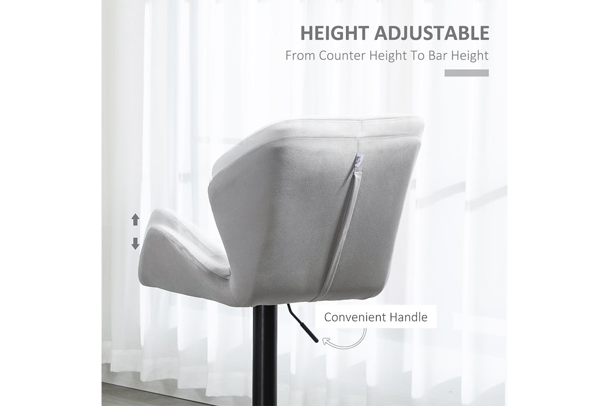 Homcom Bar Stools with Metal Frame Footrest | Grey | Set of 2-4