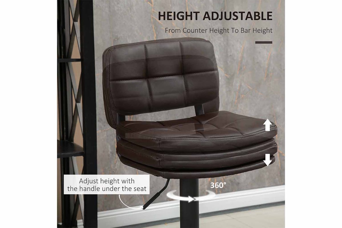 Homcom Adjustable Height Bar Stools with Backs | Brown-3