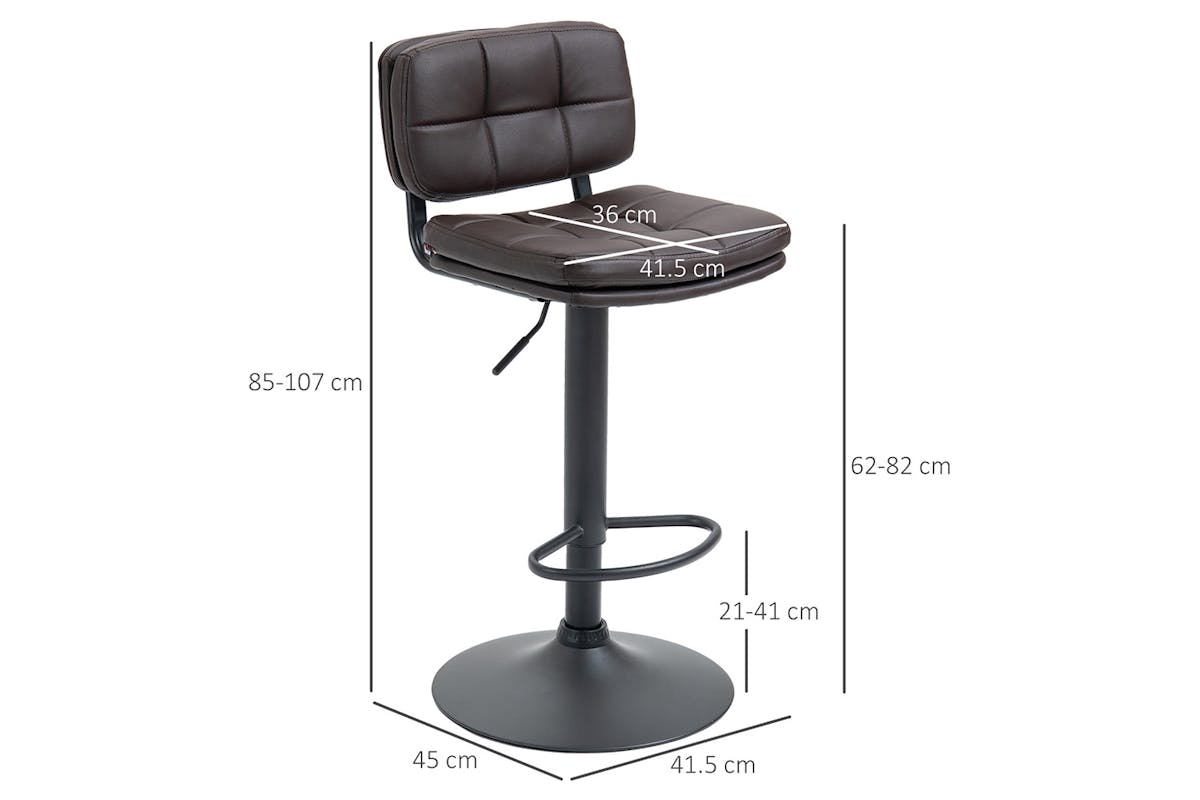 Homcom Adjustable Height Bar Stools with Backs | Brown-5