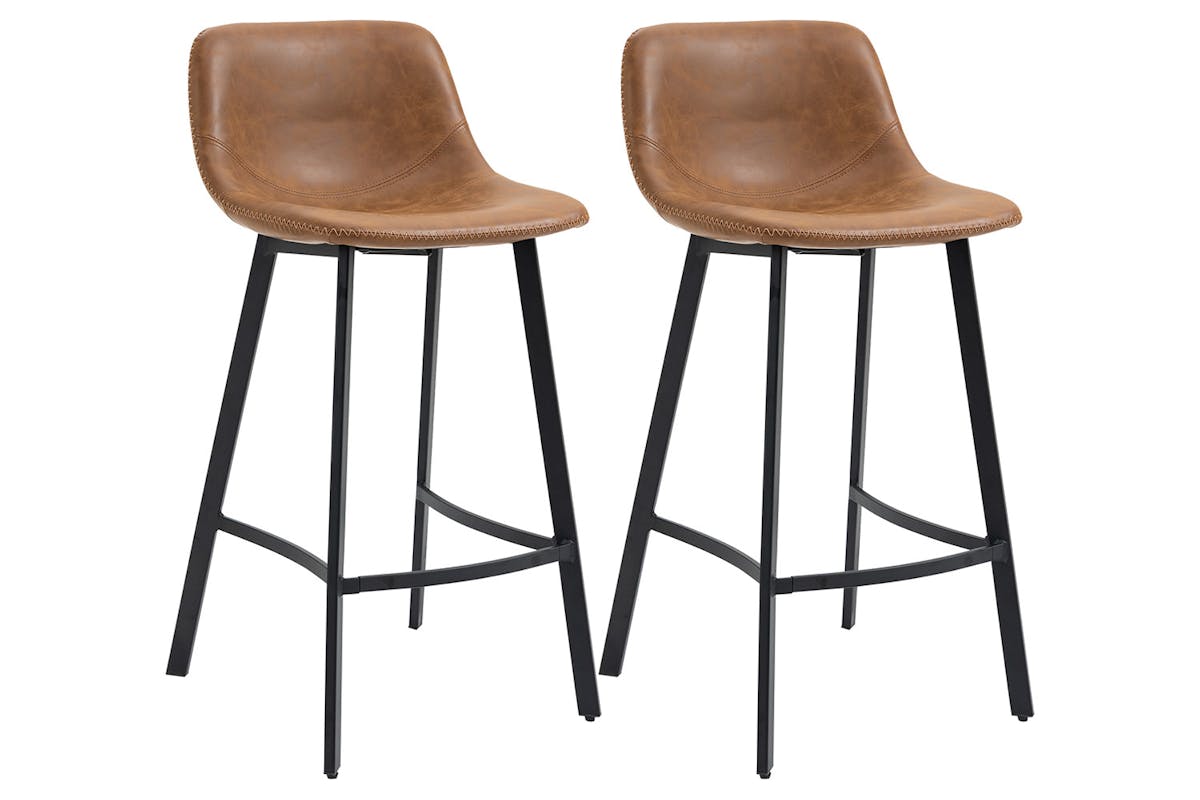 Homcom Bar Stools with Steel Legs | Brown/Black | Set of 2