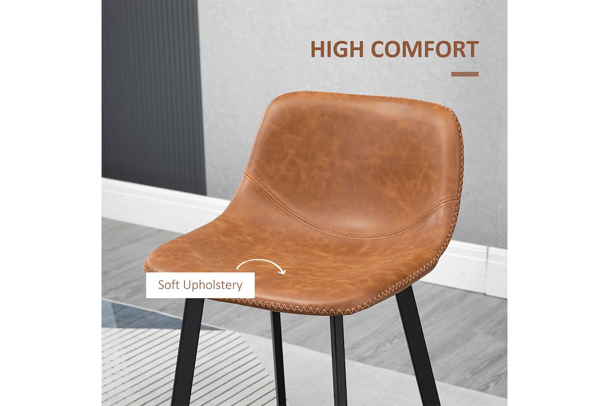 Homcom Bar Stools with Steel Legs | Brown/Black | Set of 2-4