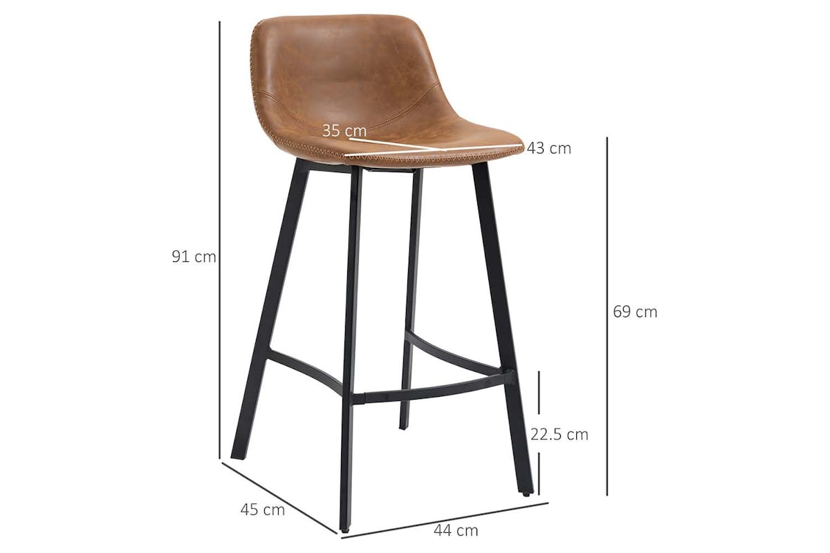 Homcom Bar Stools with Steel Legs | Brown/Black | Set of 2-7