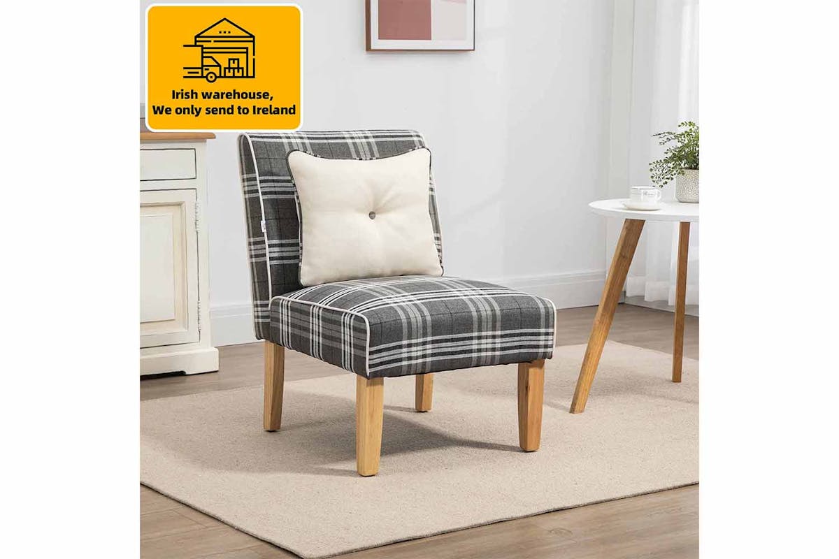 Homcom Modern Dining Chair with Pillow | Grey/Natural-4