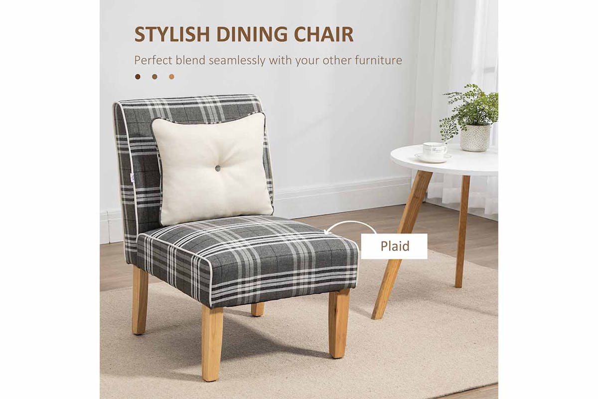 Homcom Modern Dining Chair with Pillow | Grey/Natural-5