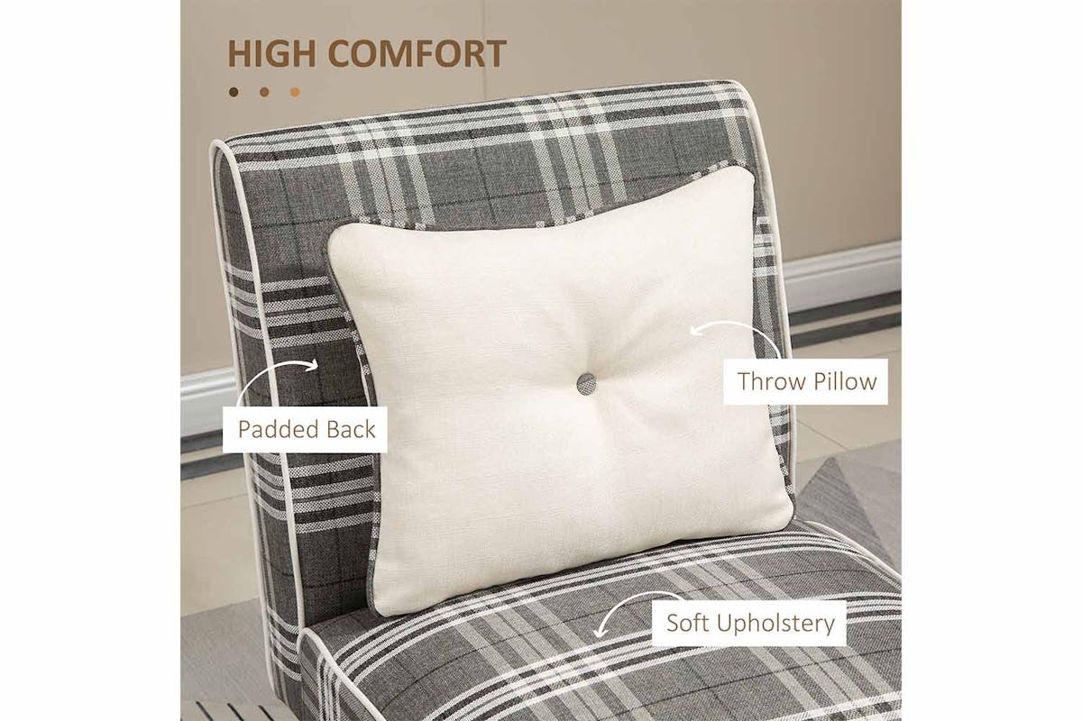 Homcom Modern Dining Chair with Pillow | Grey/Natural-6