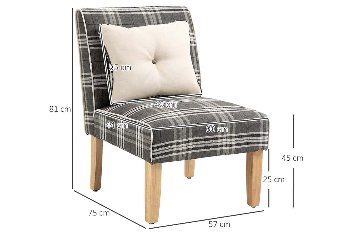 Homcom Modern Dining Chair with Pillow | Grey/Natural-7