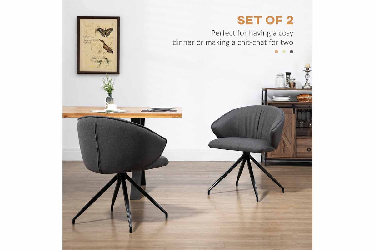 Homcom Dining Chairs | Dark Grey/Black | Set of 2-6