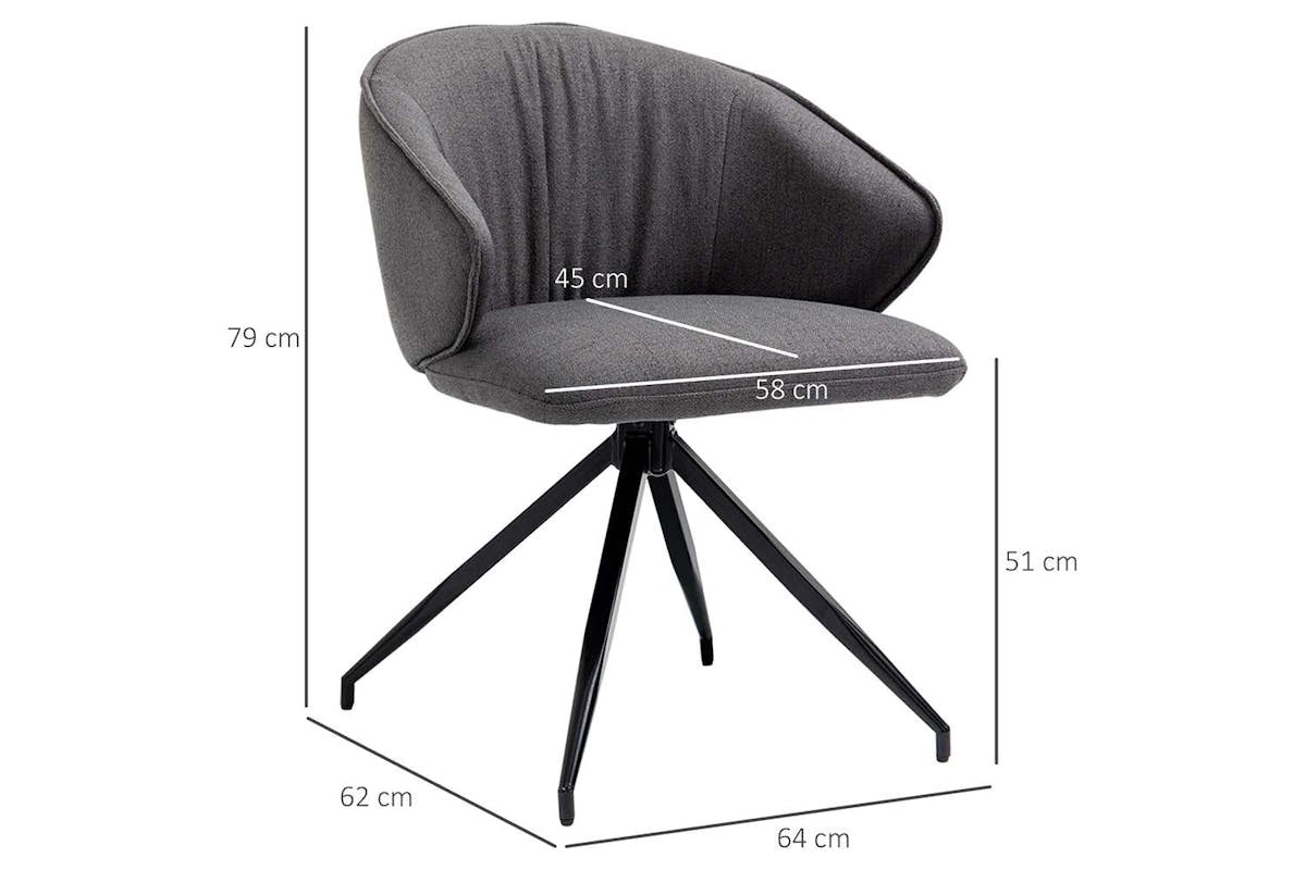 Homcom Dining Chairs | Dark Grey/Black | Set of 2-8
