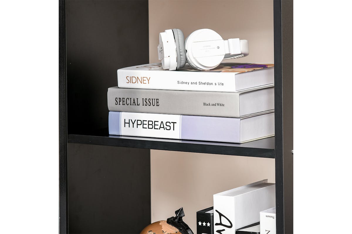 Homcom Computer Desk with Bookshelf | Black-3